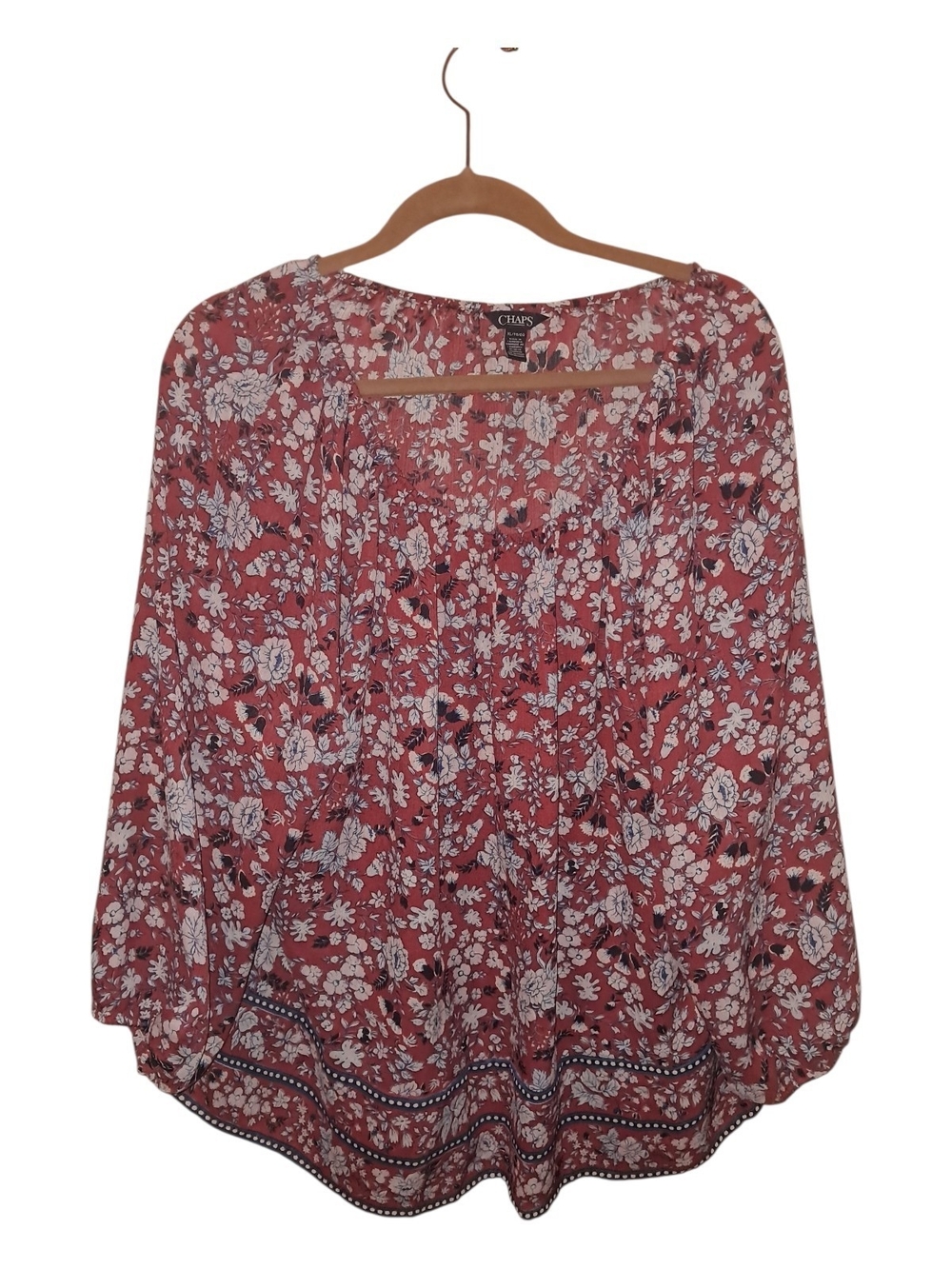 Chaps Floral Boho Blouse in Rose Mauve